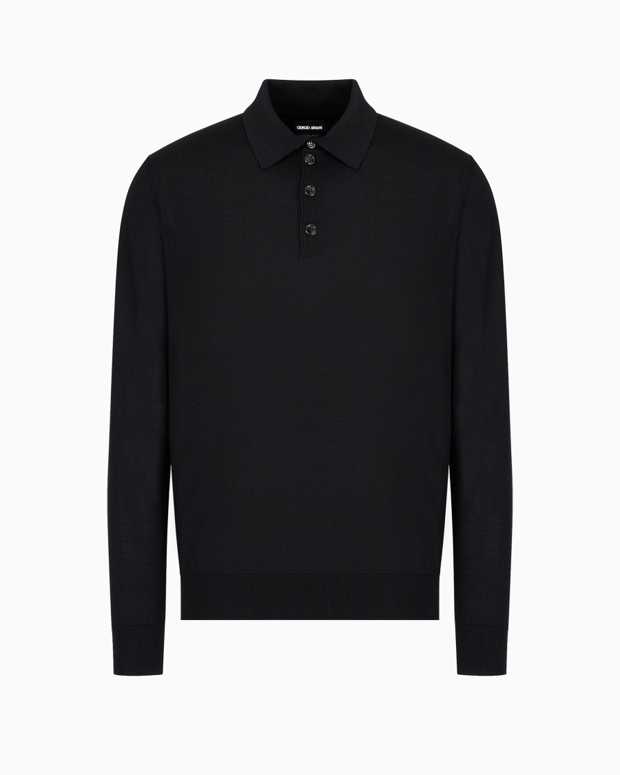 The world of armani POLO A MANICHE LUNGHE IN LANA VERGINE