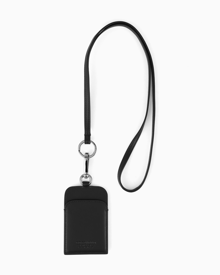 The World Of Armani PORTA BADGE IN PELLE CON LOGO RICAMATO