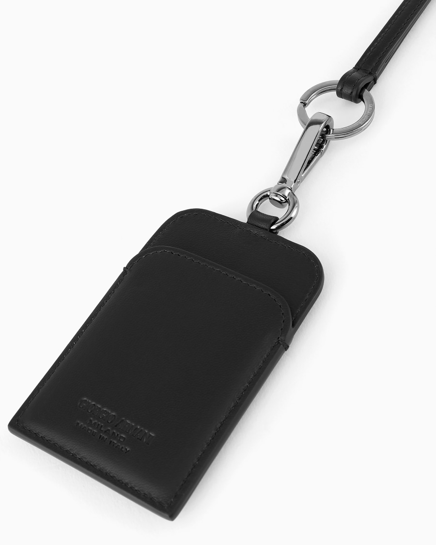 The World Of Armani PORTA BADGE IN PELLE CON LOGO RICAMATO