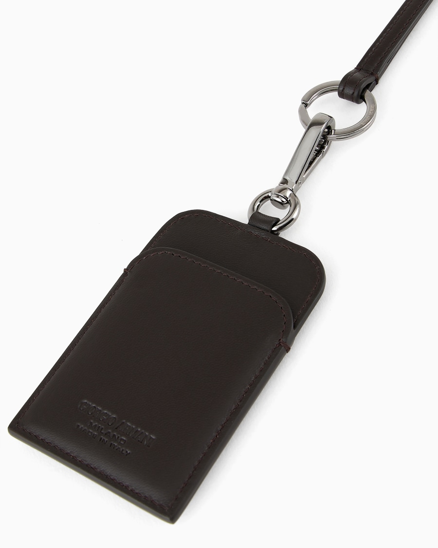 The World Of Armani PORTA BADGE IN PELLE CON LOGO RICAMATO