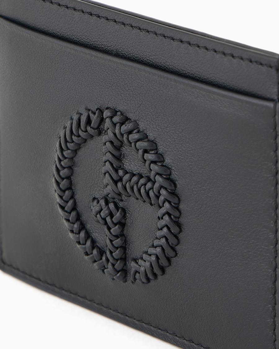 The World Of Armani PORTACARTE IN NAPPA CON LOGO RICAMATO