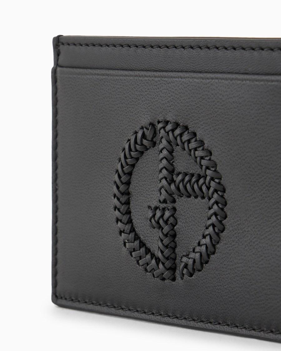 The World Of Armani PORTACARTE IN NAPPA CON LOGO RICAMATO