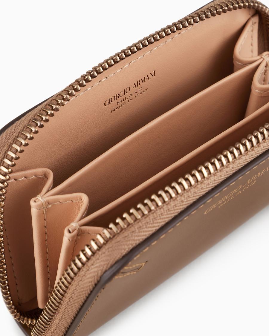 The World Of Armani PORTACARTE ZIPAROUND LA PRIMA IN PELLE LAMINATA