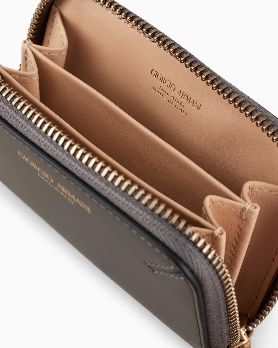 The World Of Armani PORTACARTE ZIPAROUND LA PRIMA IN PELLE LAMINATA