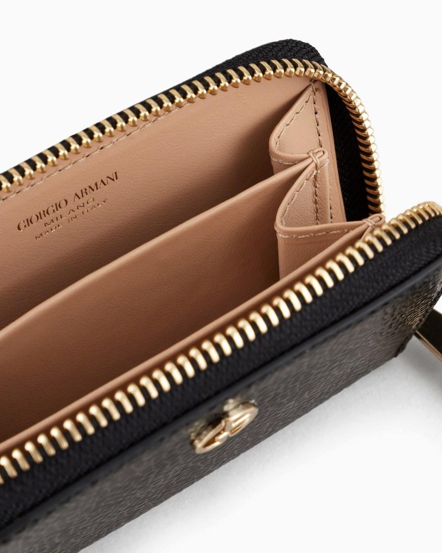 The World Of Armani PORTACARTE ZIPAROUND LA PRIMA IN VERNICE EFFETTO CHICCO DI RISO