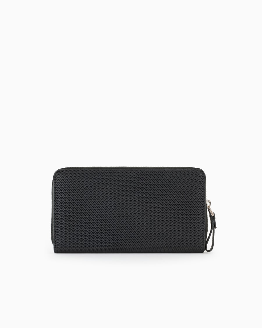 The World Of Armani PORTAFOGLI ZIPAROUND IN NAPPA CON LOGO RICAMATO