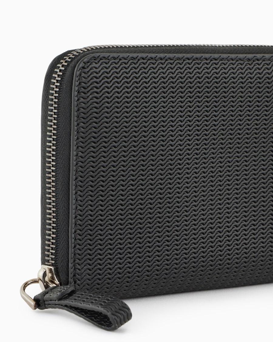 The World Of Armani PORTAFOGLI ZIPAROUND IN NAPPA CON LOGO RICAMATO