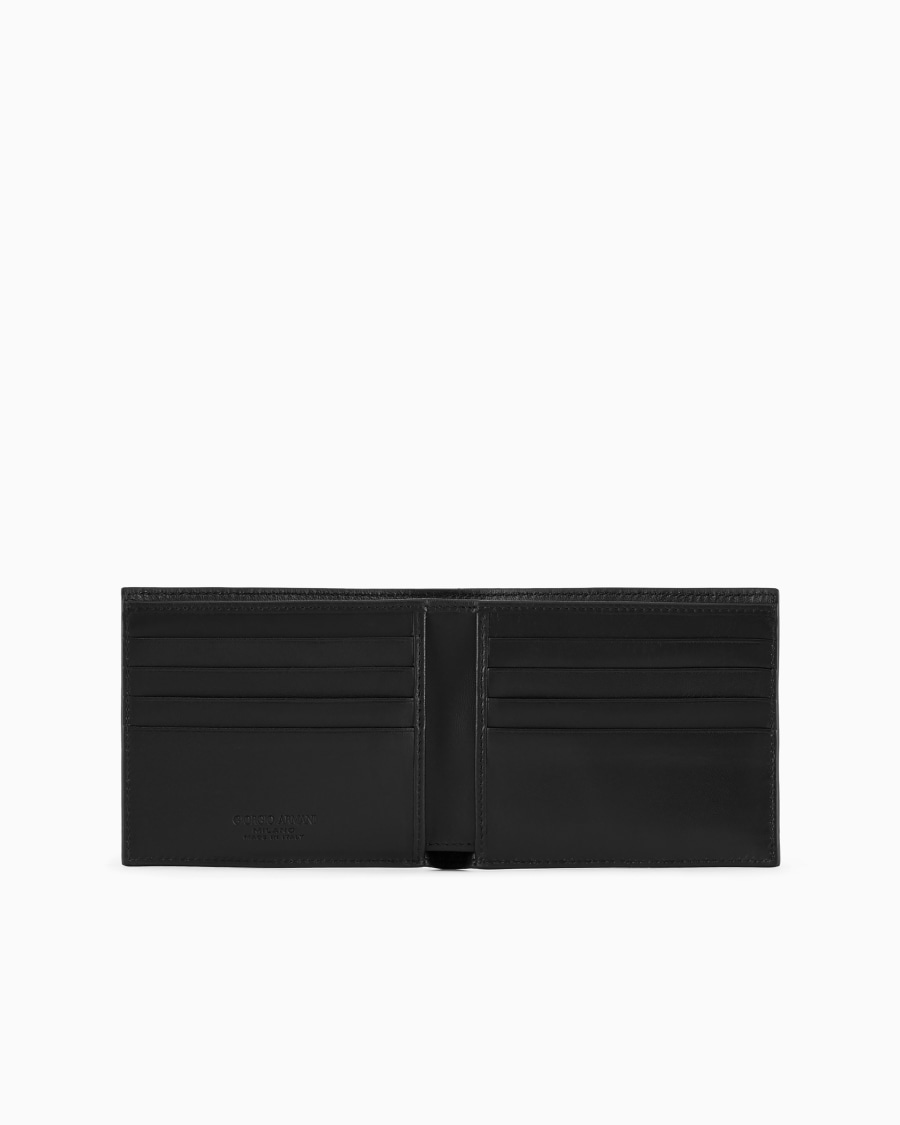 The World Of Armani PORTAFOGLIO BIFOLD IN NAPPA CON LOGO RICAMATO