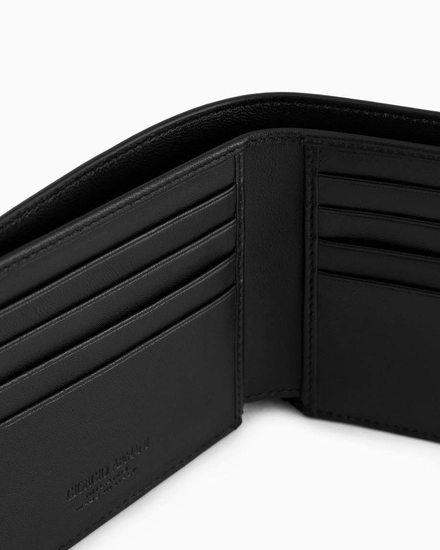 The World Of Armani PORTAFOGLIO BIFOLD IN NAPPA CON LOGO RICAMATO