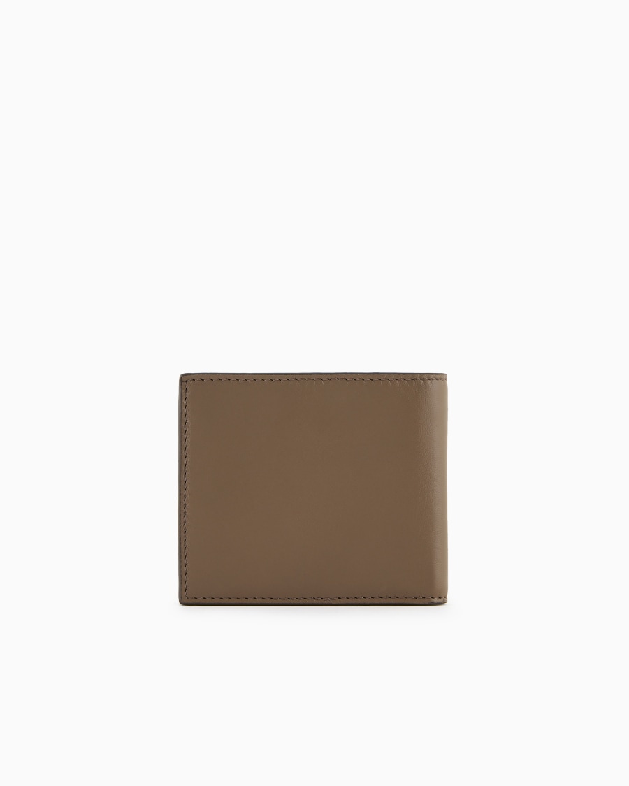The World Of Armani PORTAFOGLIO BIFOLD IN NAPPA CON LOGO RICAMATO