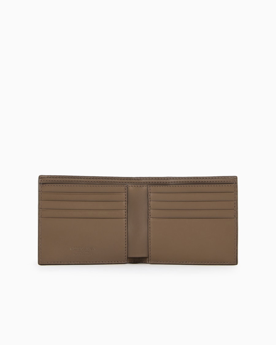 The World Of Armani PORTAFOGLIO BIFOLD IN NAPPA CON LOGO RICAMATO