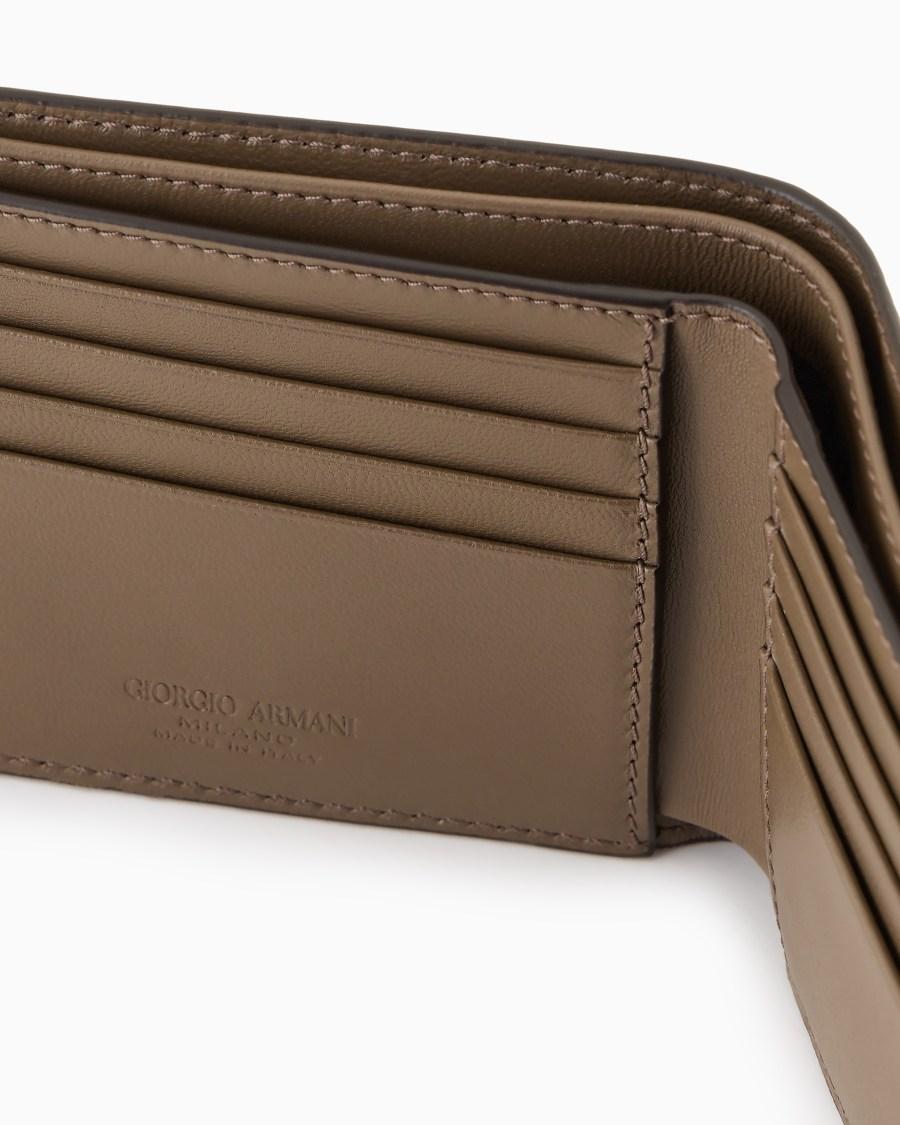 The World Of Armani PORTAFOGLIO BIFOLD IN NAPPA CON LOGO RICAMATO