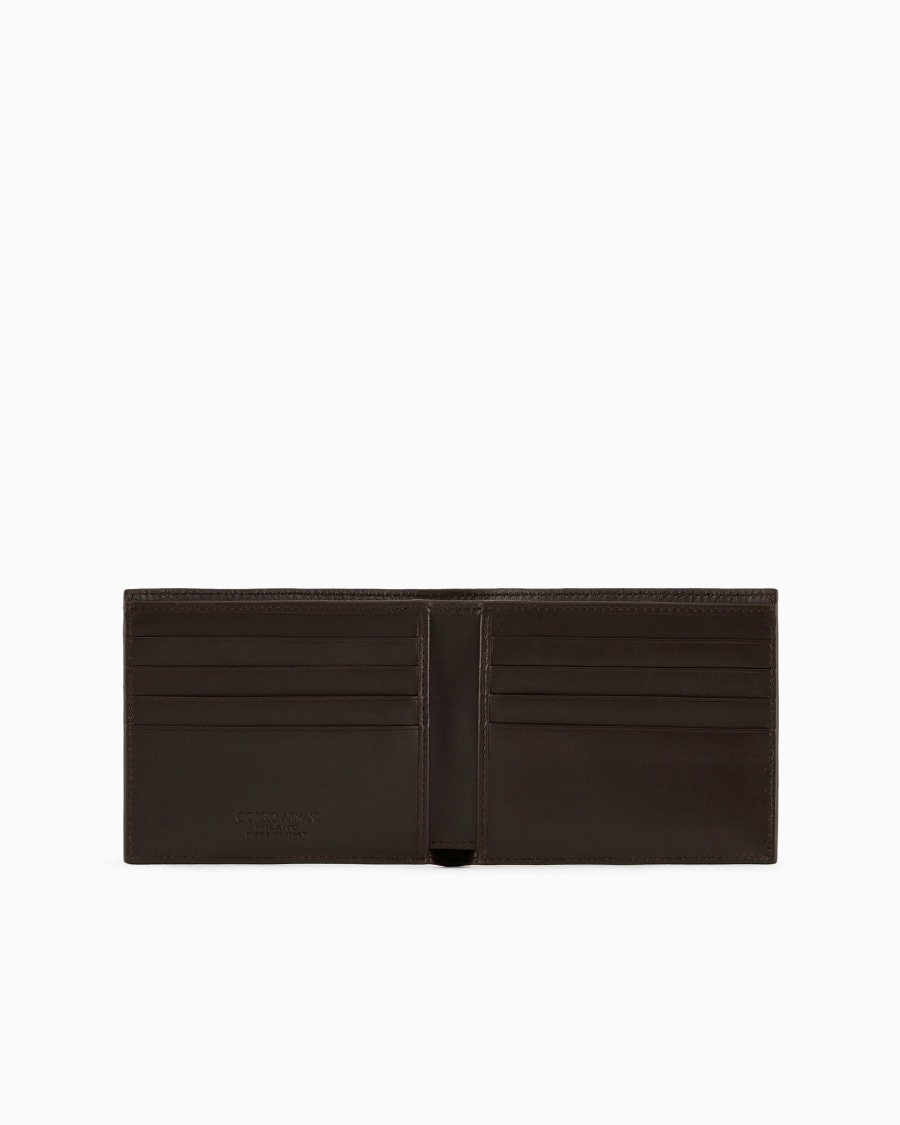 The World Of Armani PORTAFOGLIO BIFOLD IN NAPPA CON LOGO RICAMATO