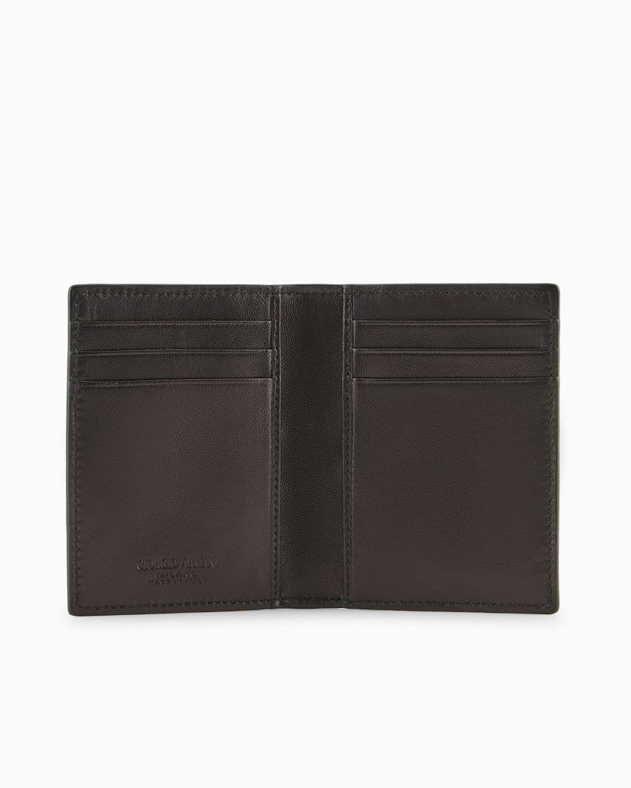 The World Of Armani PORTAFOGLIO BIFOLD VERTICALE IN NAPPA CON LOGO INTRECCIATO