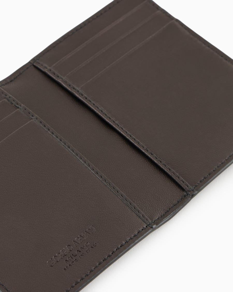 The World Of Armani PORTAFOGLIO BIFOLD VERTICALE IN NAPPA CON LOGO INTRECCIATO