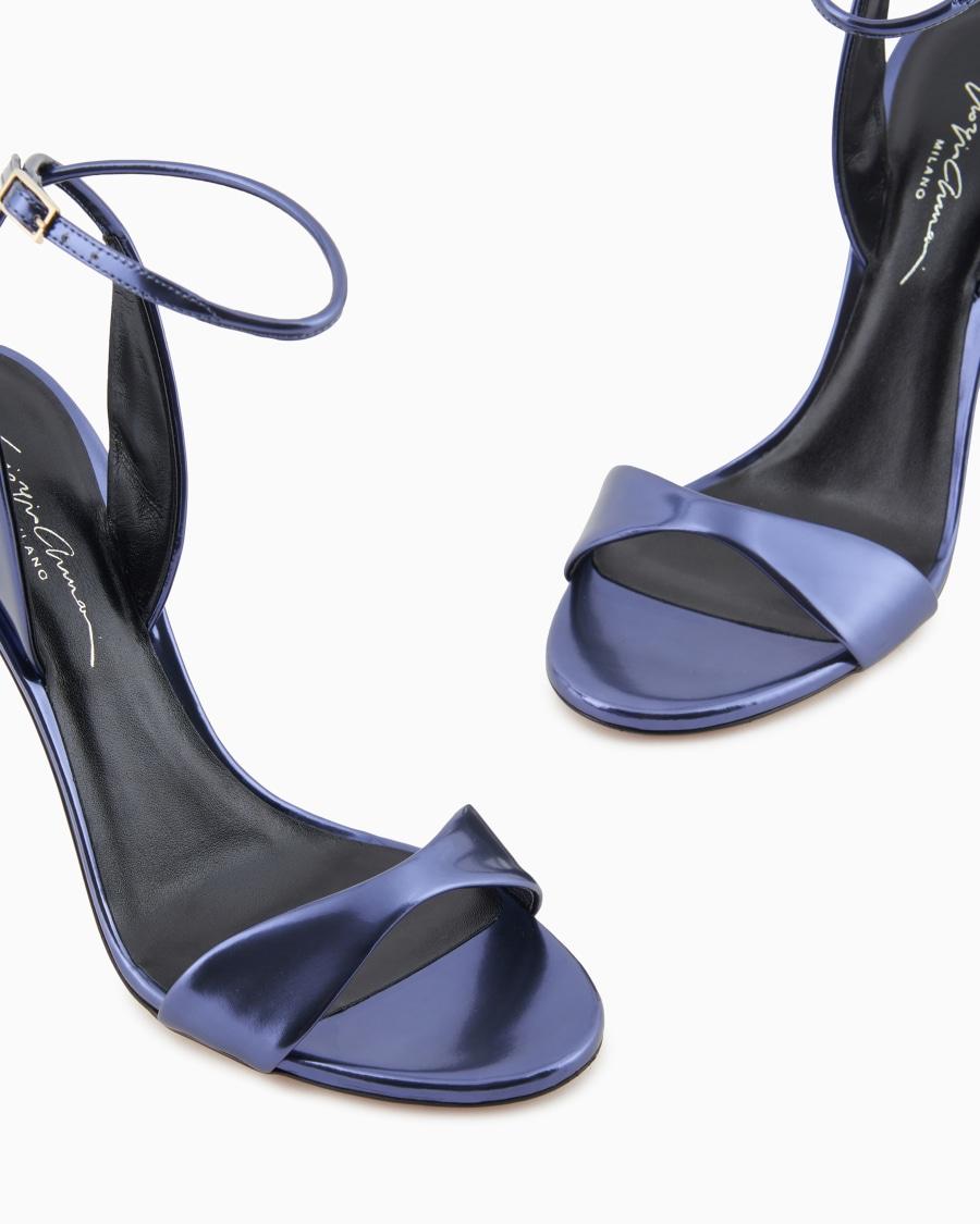 The World Of Armani SANDALI CON TACCO IN PELLE LAMINATA