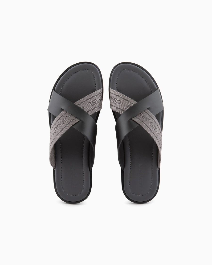 The World Of Armani SANDALI CROSS IN PELLE E NASTRO BICOLORE