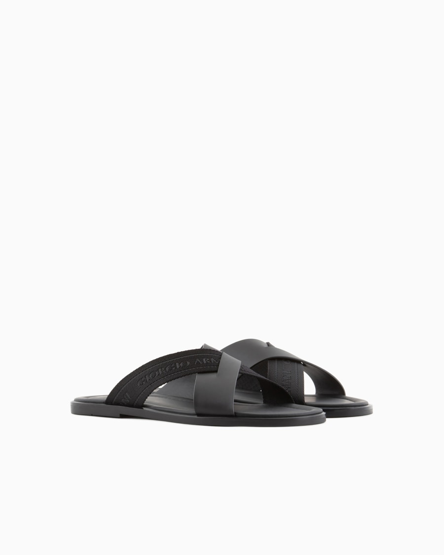 The World Of Armani SANDALI CROSS IN PELLE E NASTRO BICOLORE