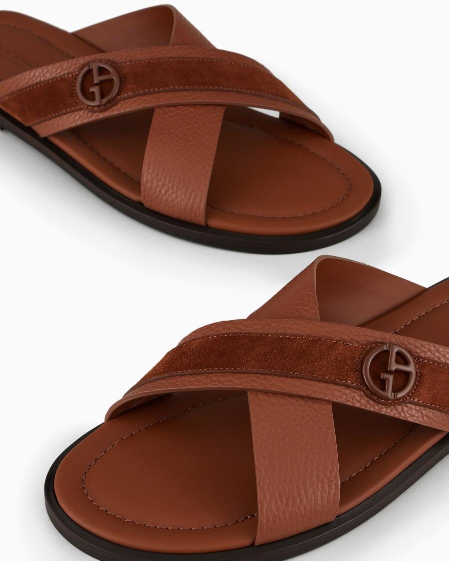The World Of Armani SANDALI CROSS IN PELLE SCAMOSCIATA BICOLORE