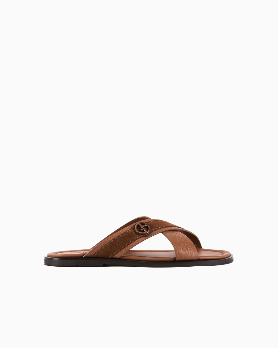 The world of armani SANDALI CROSS IN PELLE SCAMOSCIATA BICOLORE