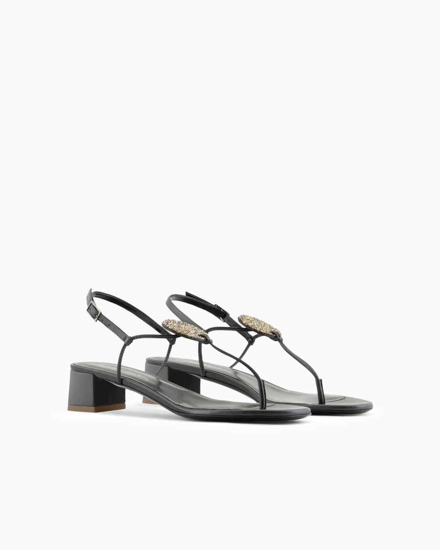 The World Of Armani SANDALI INFRADITO CON TACCO IN NAPPA LAMINATA