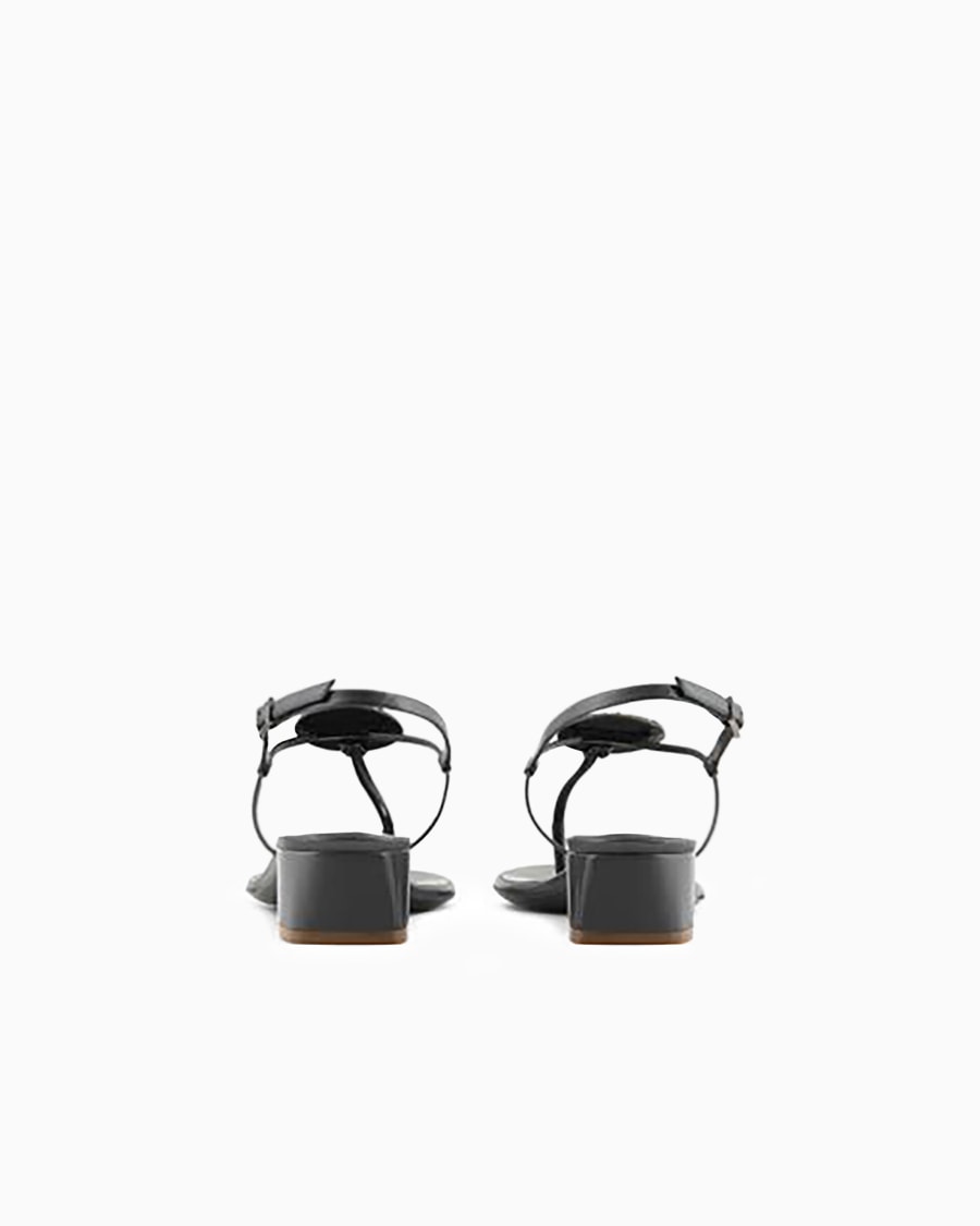 The World Of Armani SANDALI INFRADITO CON TACCO IN NAPPA LAMINATA