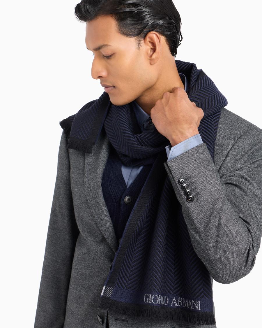 The World Of Armani SCIARPA IN LANA JACQUARD CHEVRON