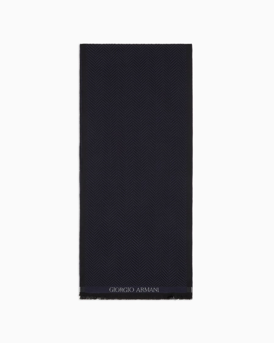 The world of armani SCIARPA IN LANA JACQUARD CHEVRON