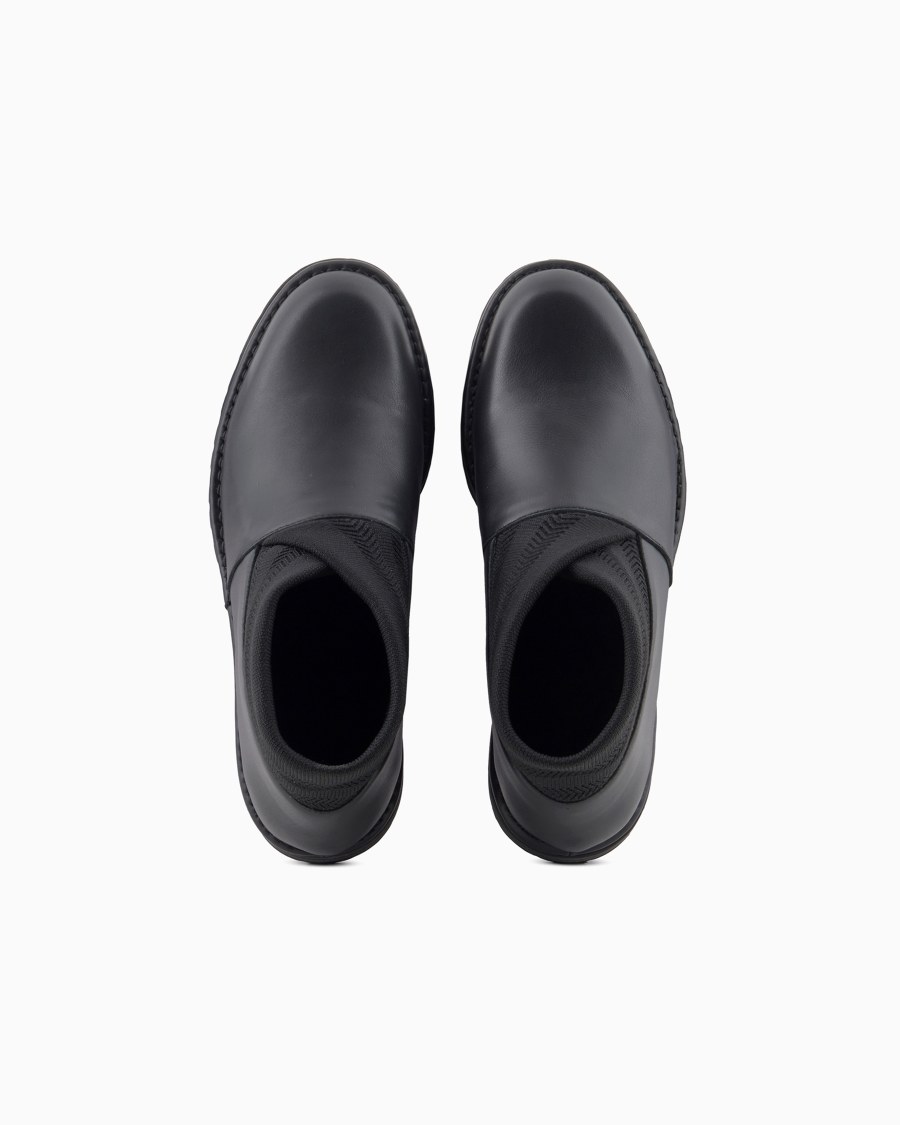 The World Of Armani STIVALETTI IN PELLE E DETTAGLI IN MAGLIA