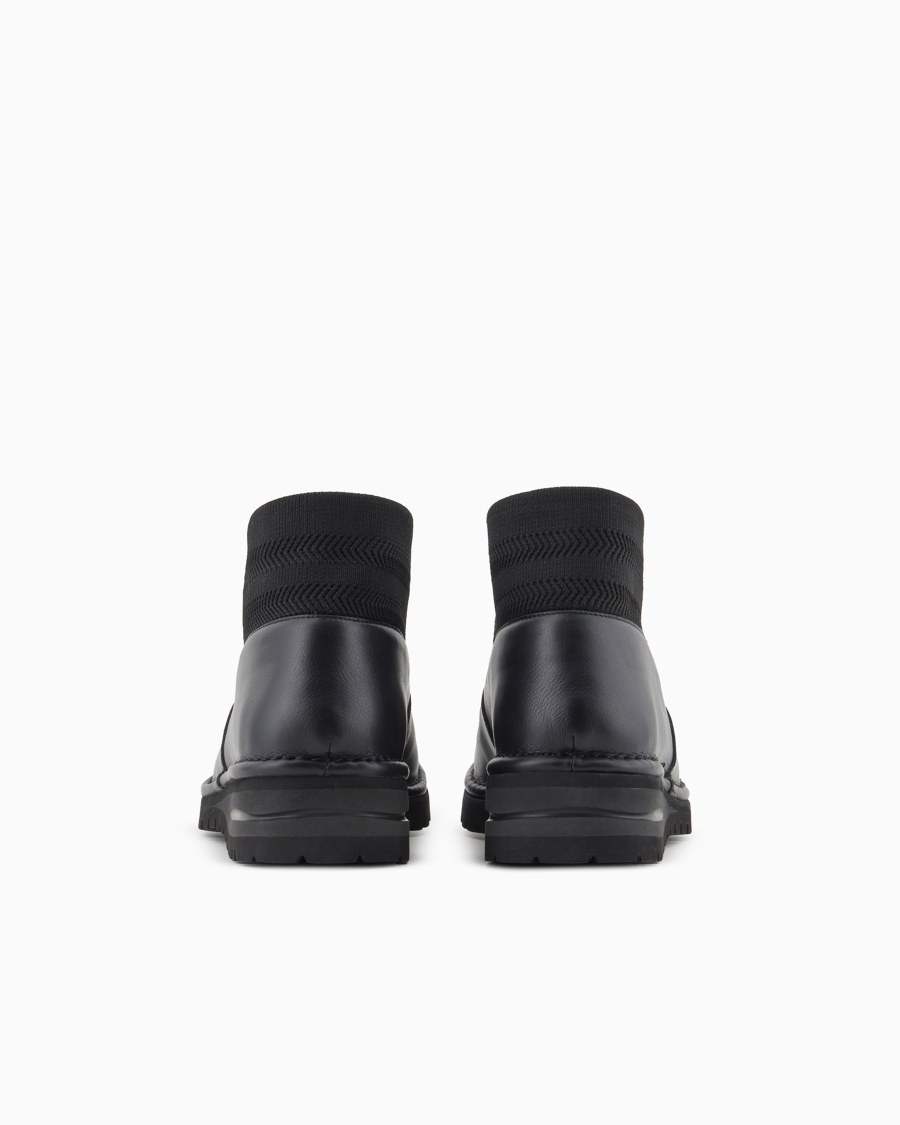 The World Of Armani STIVALETTI IN PELLE E DETTAGLI IN MAGLIA