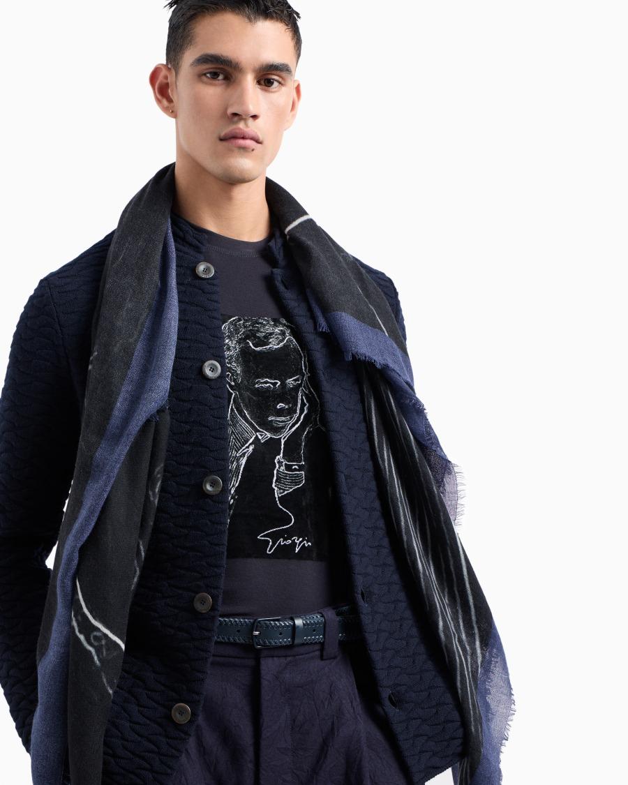 The World Of Armani STOLA IN LANA E SETA CON STAMPA MR. ARMANI