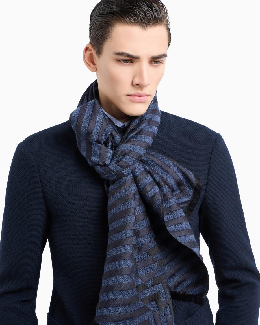 The World Of Armani STOLA IN SETA E LANA VERGINE JACQUARD