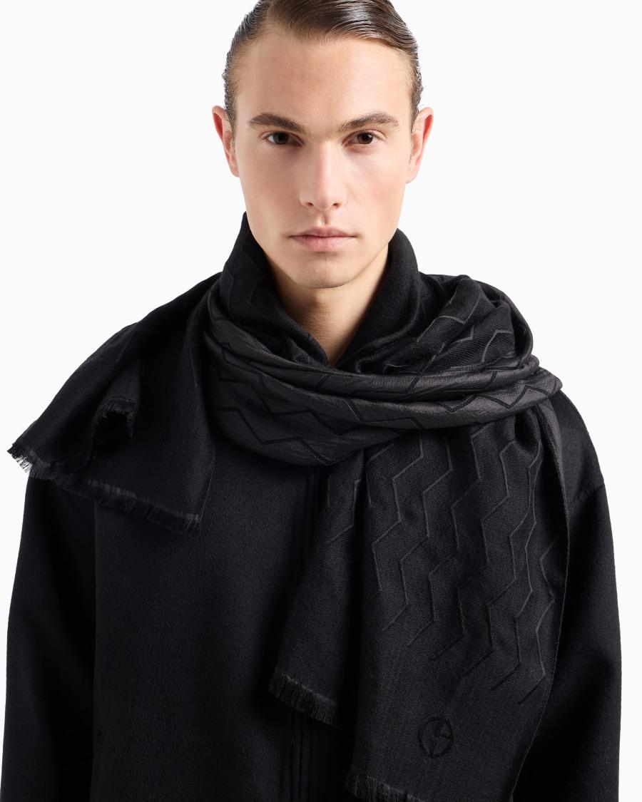 The World Of Armani STOLA IN SETA E LANA VERGINE JACQUARD