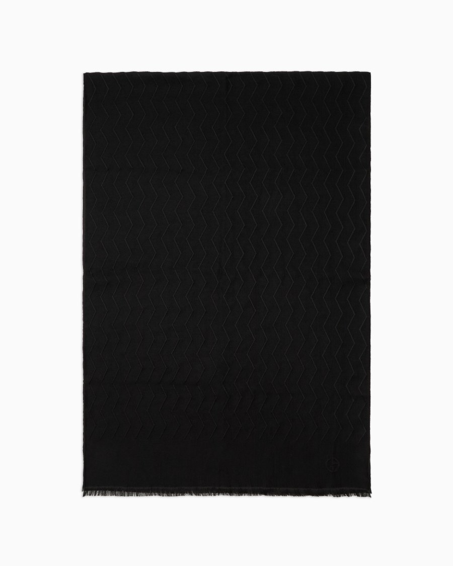 The world of armani STOLA IN SETA E LANA VERGINE JACQUARD