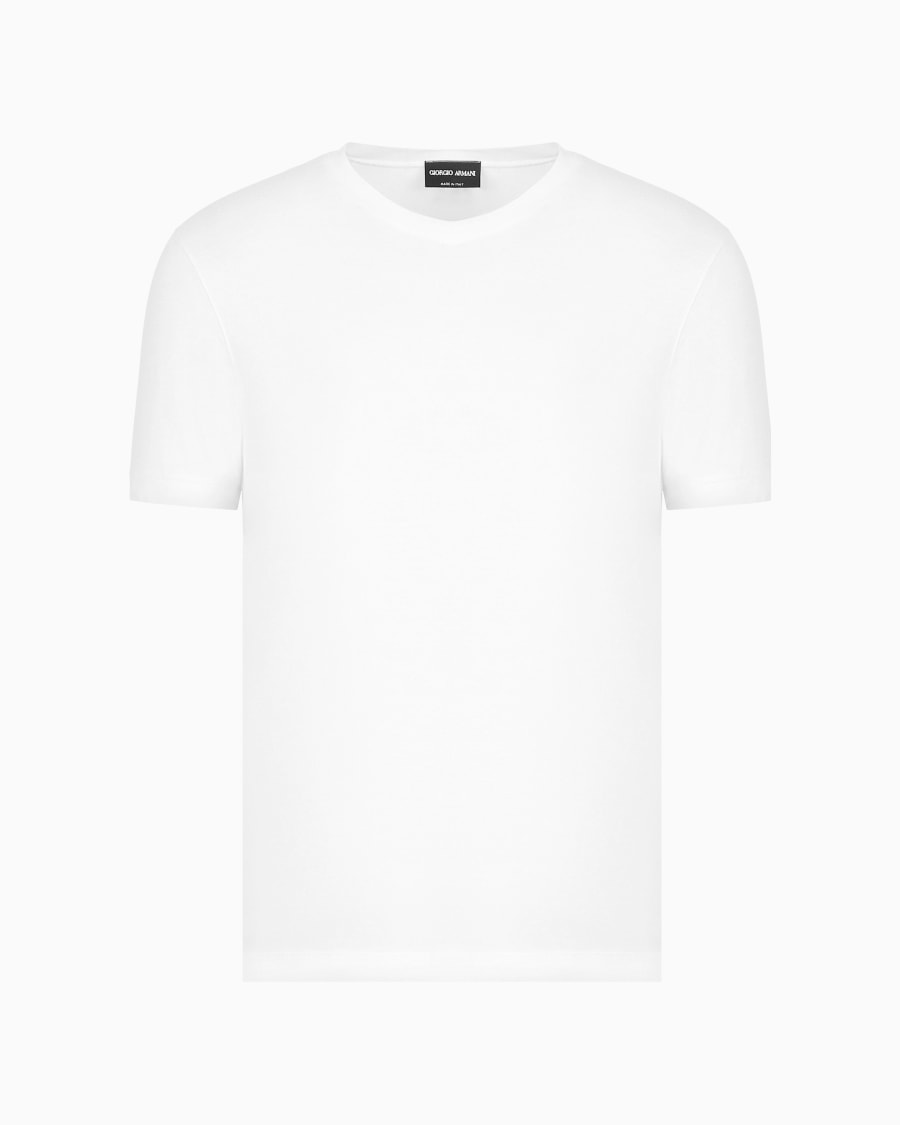 The world of armani T-SHIRT CON SCOLLO A V ICON IN JERSEY DI VISCOSA STRETCH