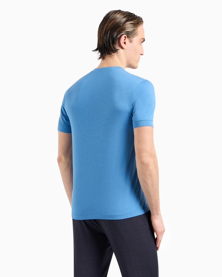 The World Of Armani T-SHIRT GIROCOLLO A MANICHE CORTE IN JERSEY DI VISCOSA STRETCH