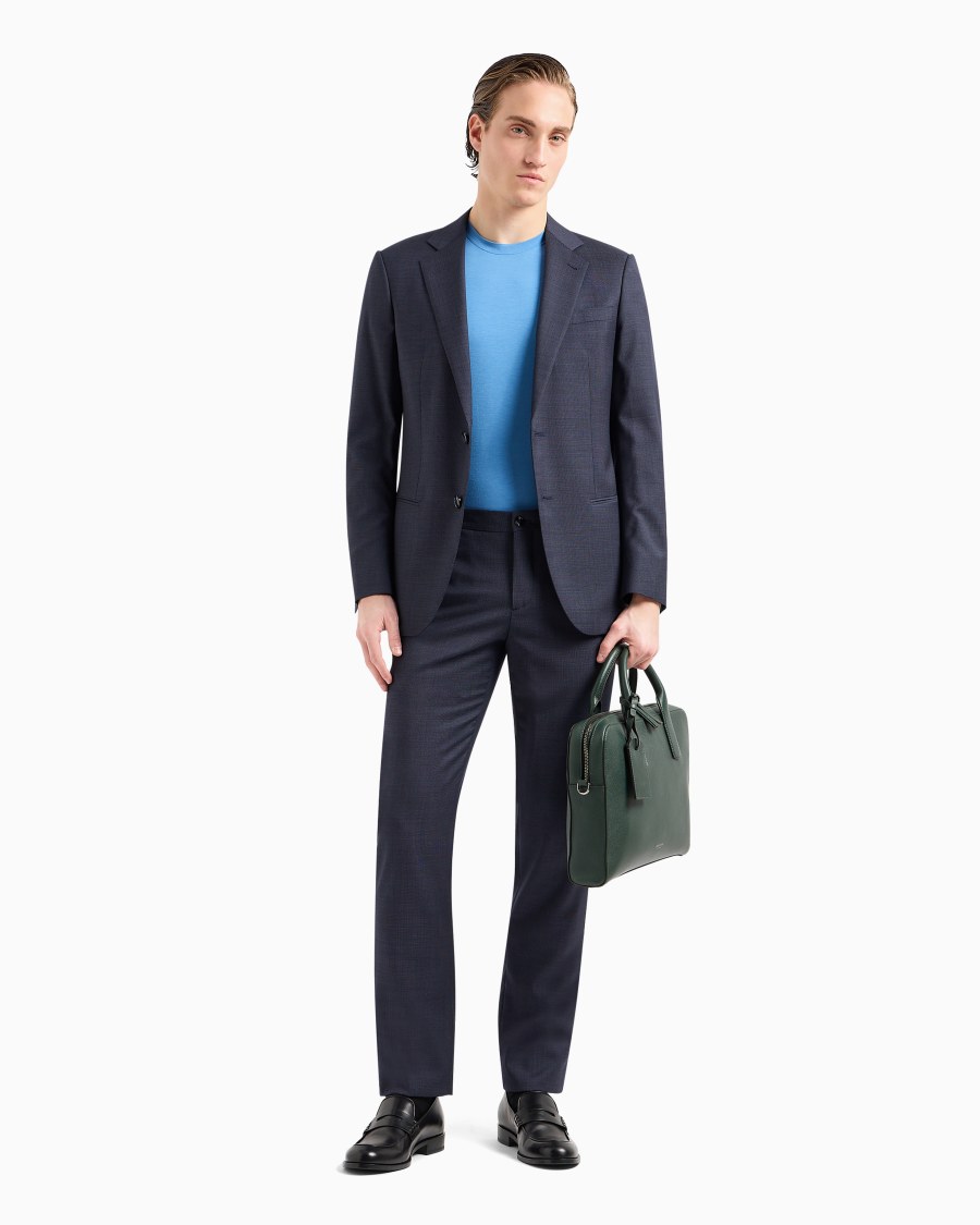 The World Of Armani T-SHIRT GIROCOLLO A MANICHE CORTE IN JERSEY DI VISCOSA STRETCH