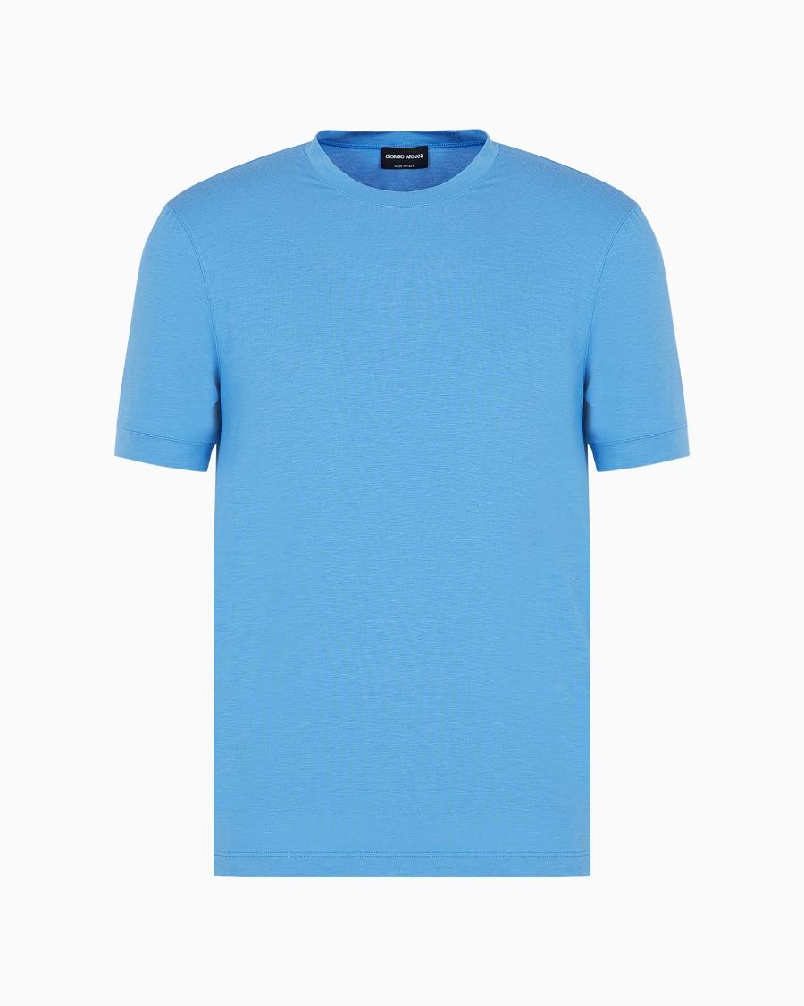 The world of armani T-SHIRT GIROCOLLO A MANICHE CORTE IN JERSEY DI VISCOSA STRETCH
