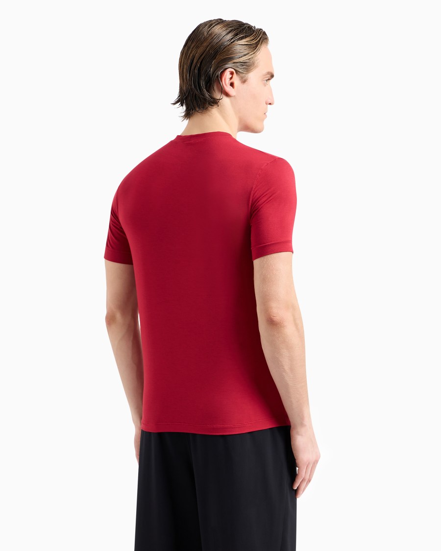 The World Of Armani T-SHIRT GIROCOLLO A MANICHE CORTE IN JERSEY DI VISCOSA STRETCH
