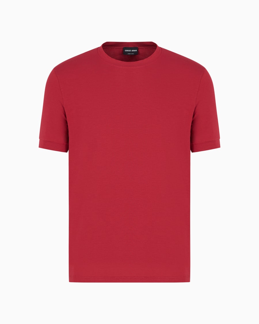 The world of armani T-SHIRT GIROCOLLO A MANICHE CORTE IN JERSEY DI VISCOSA STRETCH