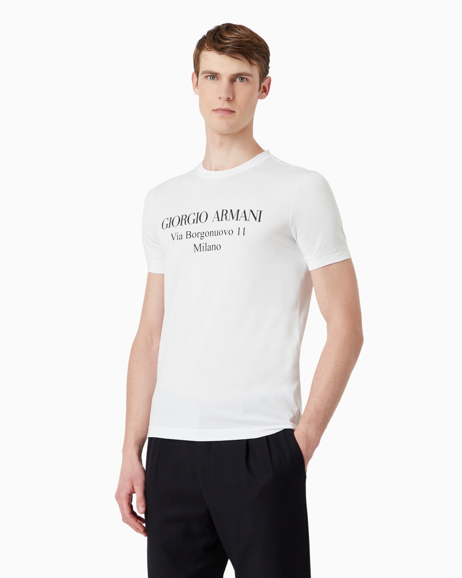 The World Of Armani T-SHIRT GIROCOLLO BORGONUOVO 11 IN JERSEY DI COTONE PIMA