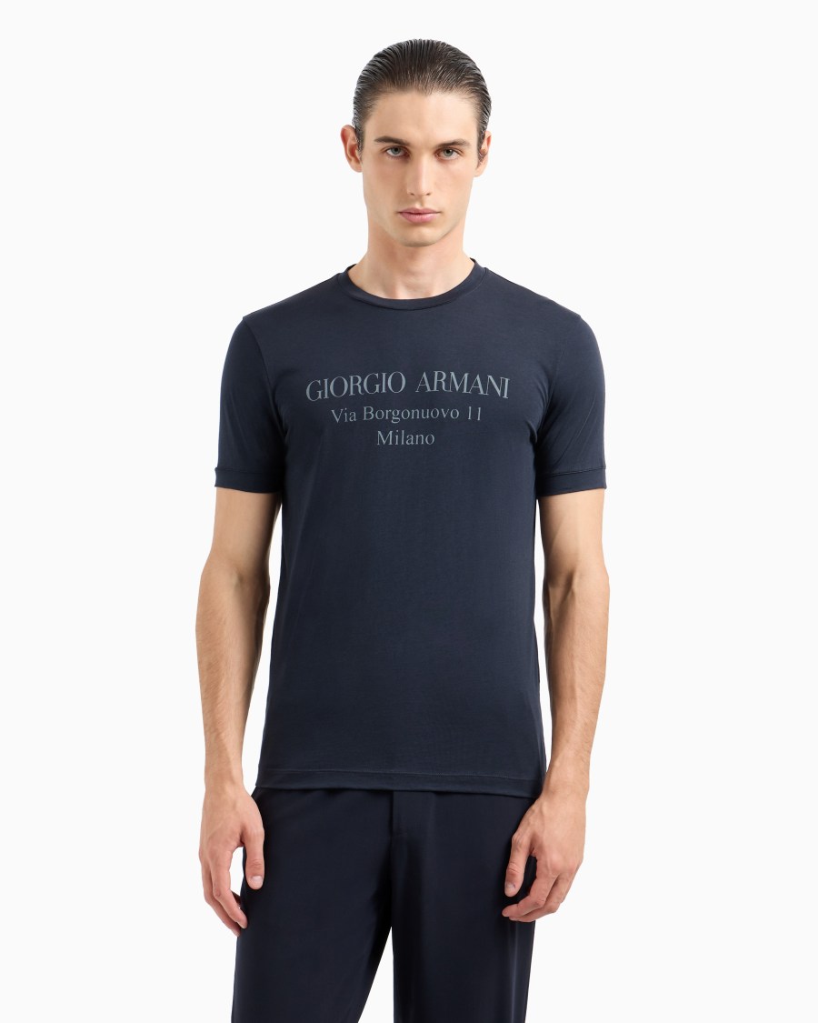 The World Of Armani T-SHIRT GIROCOLLO BORGONUOVO 11 IN JERSEY DI COTONE PIMA