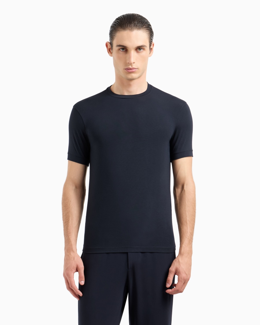 The World Of Armani T-SHIRT GIROCOLLO ICON IN JERSEY DI VISCOSA STRETCH