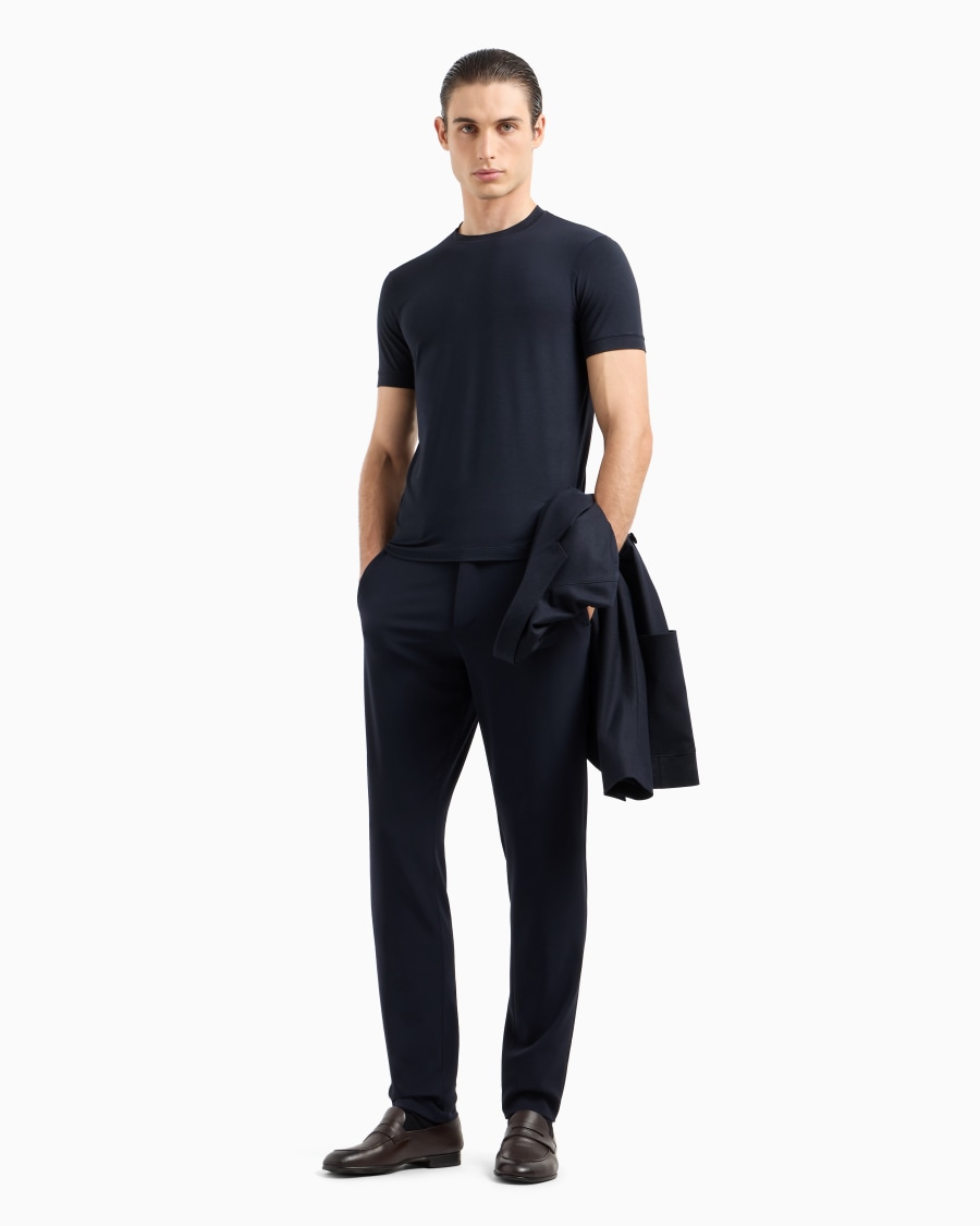 The World Of Armani T-SHIRT GIROCOLLO ICON IN JERSEY DI VISCOSA STRETCH