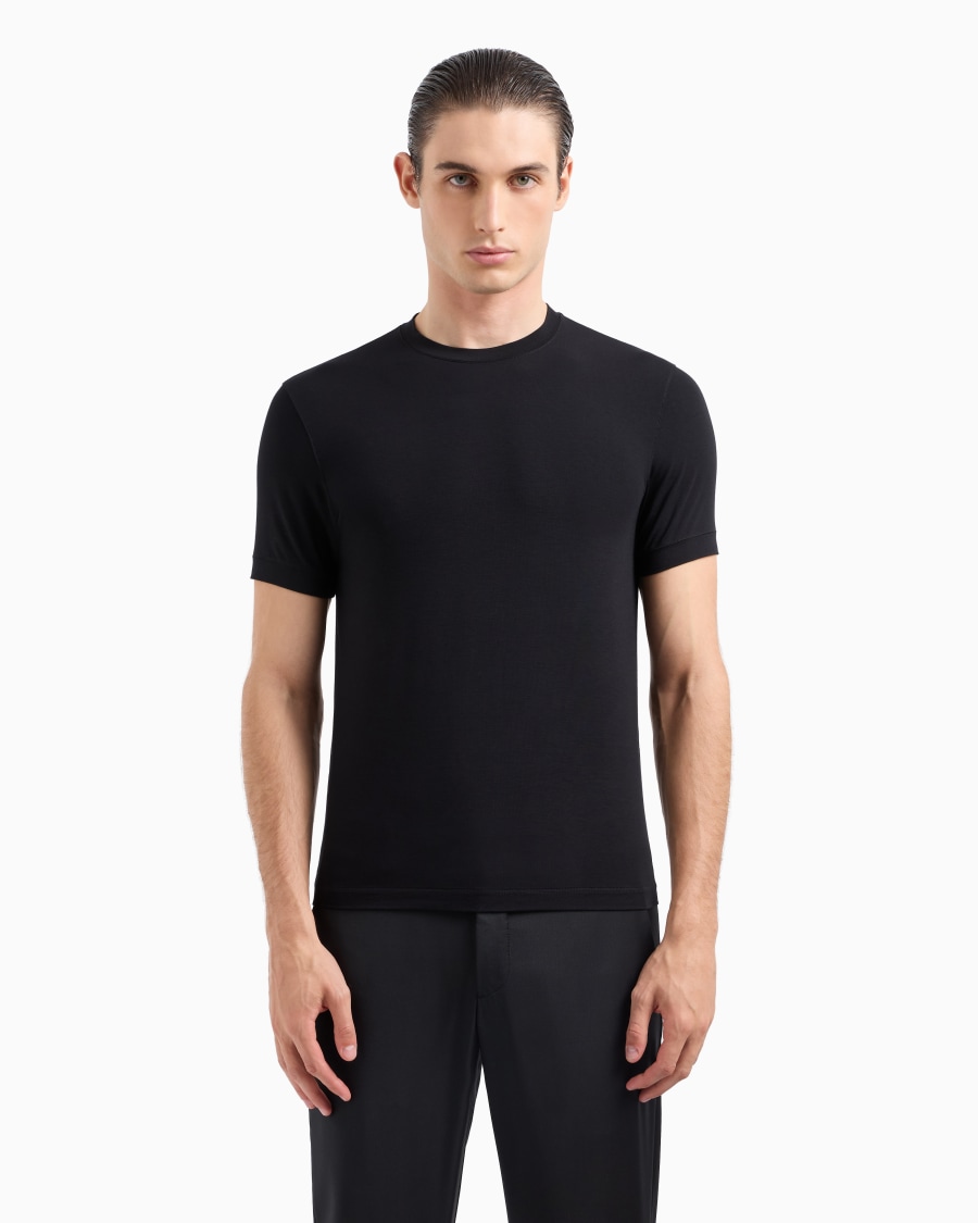 The World Of Armani T-SHIRT GIROCOLLO ICON IN JERSEY DI VISCOSA STRETCH