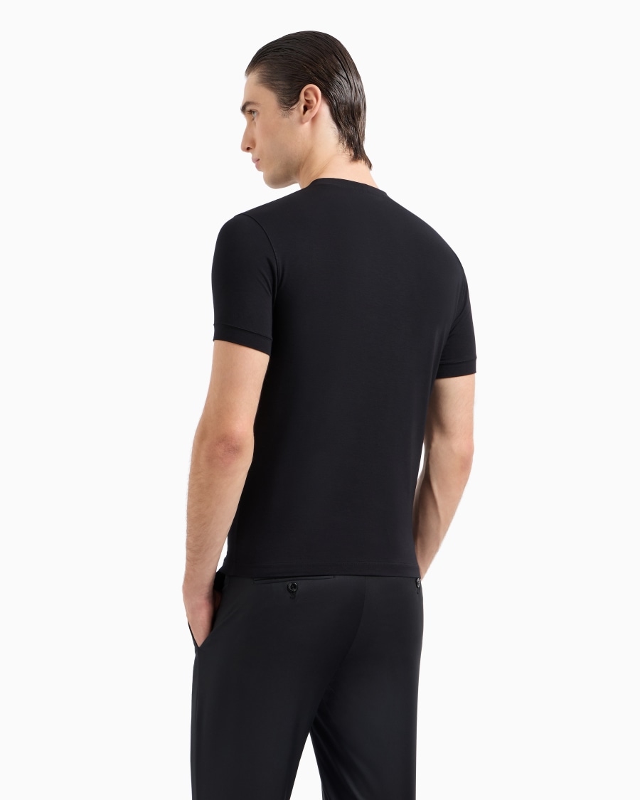 The World Of Armani T-SHIRT GIROCOLLO ICON IN JERSEY DI VISCOSA STRETCH