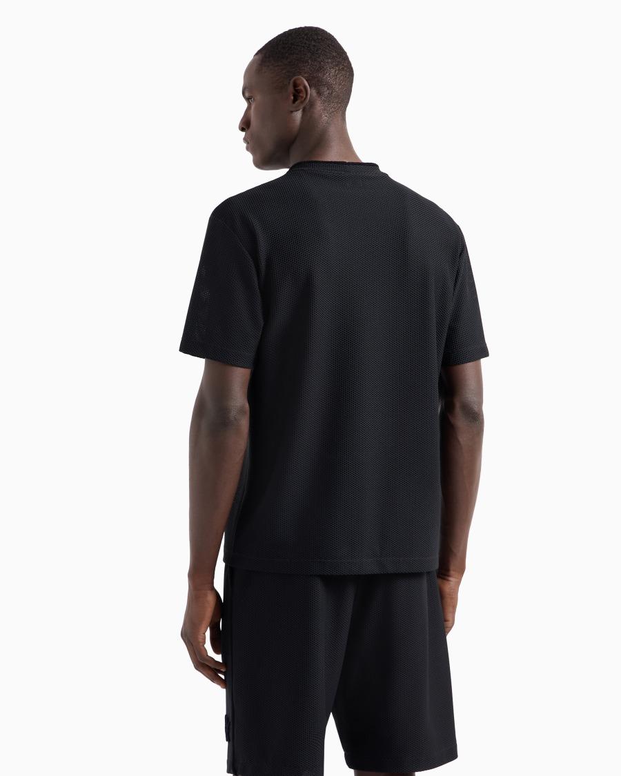 The World Of Armani T-SHIRT GIROCOLLO IN GAUFRÉ TECNICO CON LOGO FLOCCATO