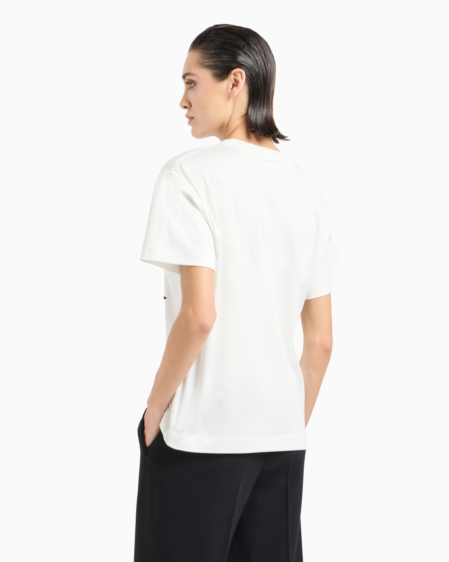 The World Of Armani T-SHIRT GIROCOLLO IN INTERLOCK DI COTONE CON RICAMO A CONTRASTO