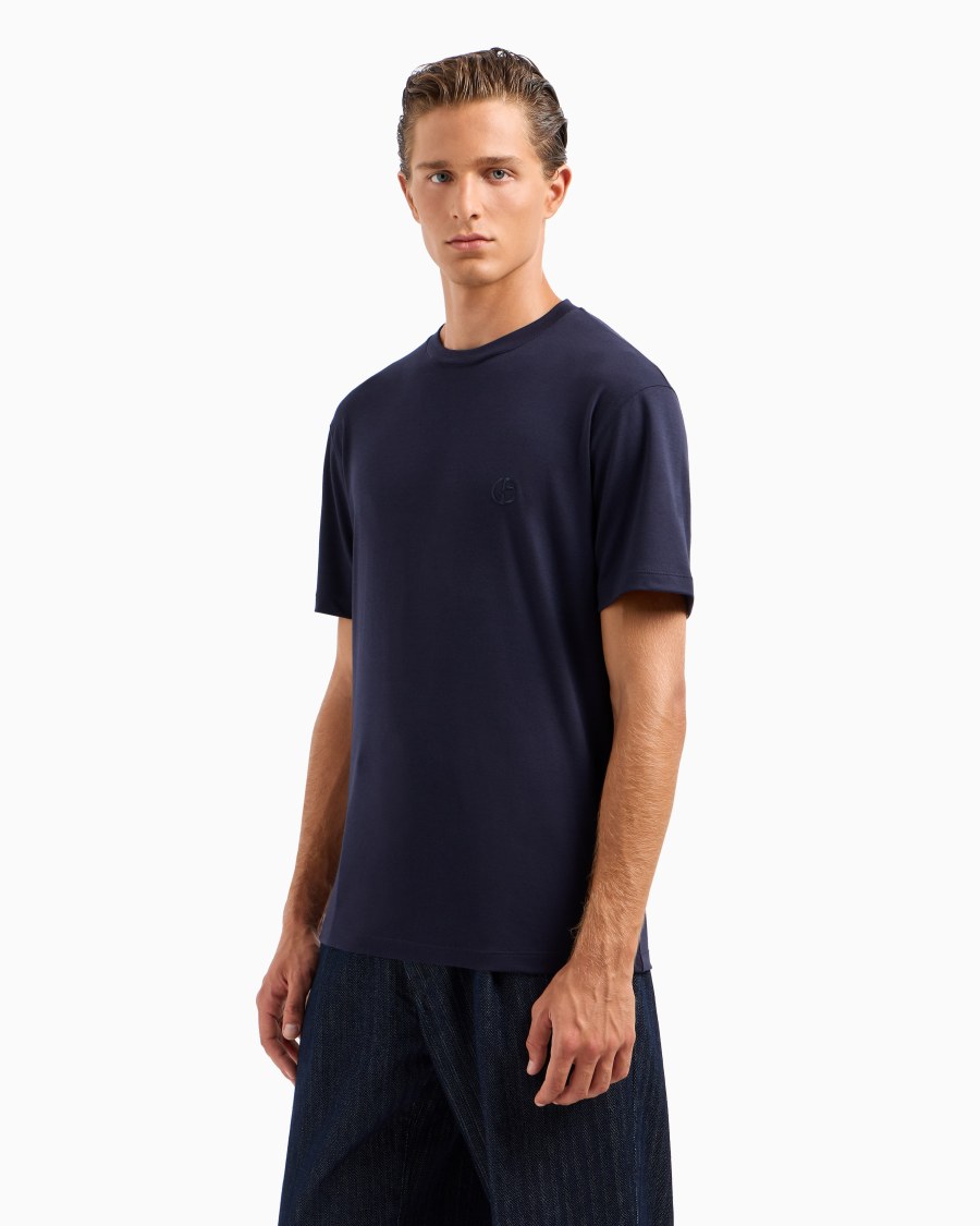 The World Of Armani T-SHIRT GIROCOLLO IN INTERLOCK DI COTONE E CASHMERE