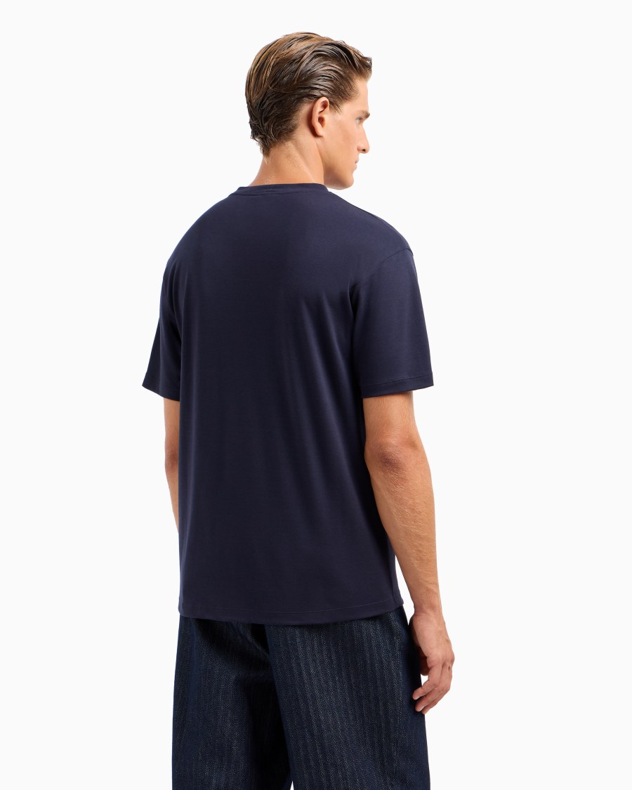 The World Of Armani T-SHIRT GIROCOLLO IN INTERLOCK DI COTONE E CASHMERE